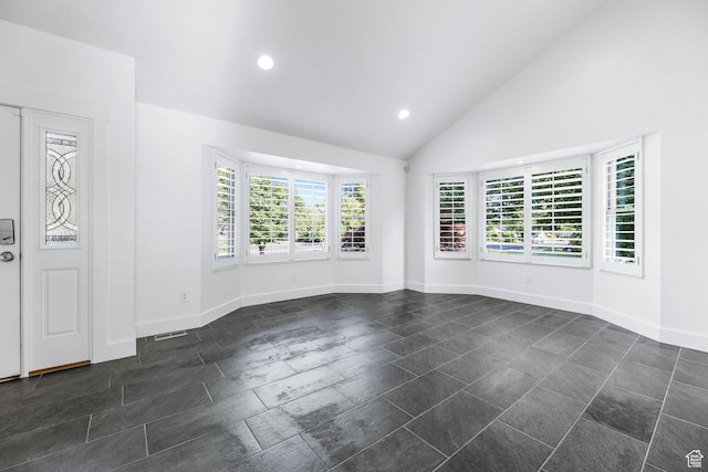1298 S 500 E, Kaysville, UT 84037 - empty room with healthy amount of natural light, recessed lighting, baseboards, and high vaulted ceiling