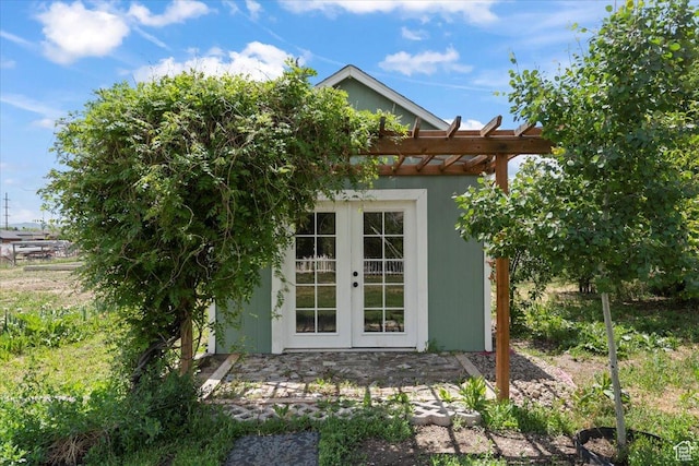 2899 W 8870 S, West Jordan, UT 84088 - view of outbuilding featuring french doors and a pergola