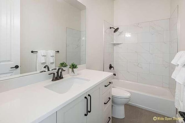 3208 S Sand Stone Dr, Hurricane, UT 84737 - bathroom with toilet, vanity, shower / tub combination, and tile patterned floors
