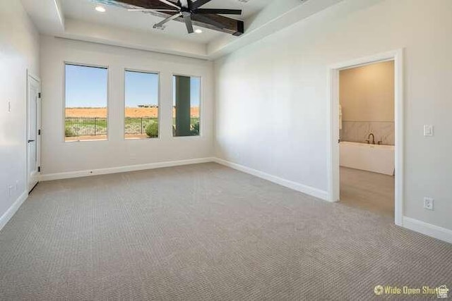 3208 S Sand Stone Dr, Hurricane, UT 84737 - unfurnished room with a ceiling fan, carpet flooring, baseboards, a tray ceiling, and recessed lighting