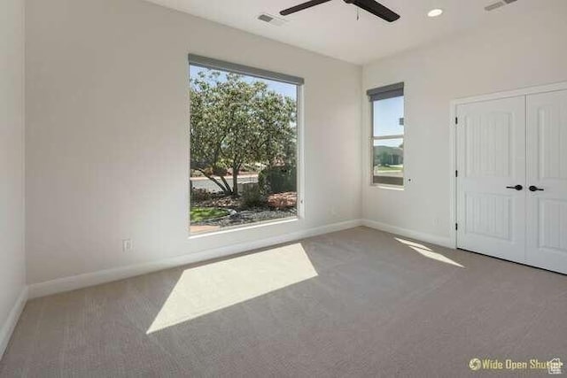 3208 S Sand Stone Dr, Hurricane, UT 84737 - empty room with carpet flooring, a ceiling fan, baseboards, and recessed lighting