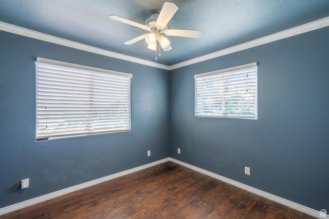 328 Hillcrest Cir, Central, UT 84722 - empty room with wood finished floors, a ceiling fan, baseboards, and crown molding