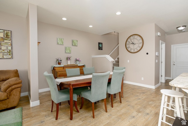 161 S 2775 W, West Point, UT 84015 - dining area with light wood-style flooring, stairs, recessed lighting, and baseboards