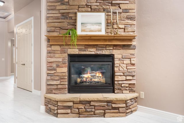 8 S Arroyo Dr, St George, UT 84790 - detailed view of a stone fireplace and baseboards