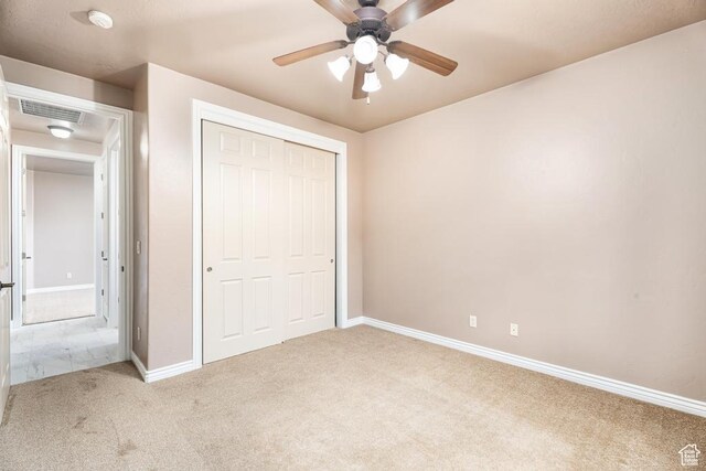 8 S Arroyo Dr, St George, UT 84790 - unfurnished bedroom with carpet, baseboards, a closet, and ceiling fan