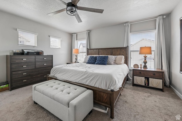 7886 N Bridleway Rd, Eagle Mountain, UT 84005 - bedroom with carpet floors, a textured ceiling, and ceiling fan