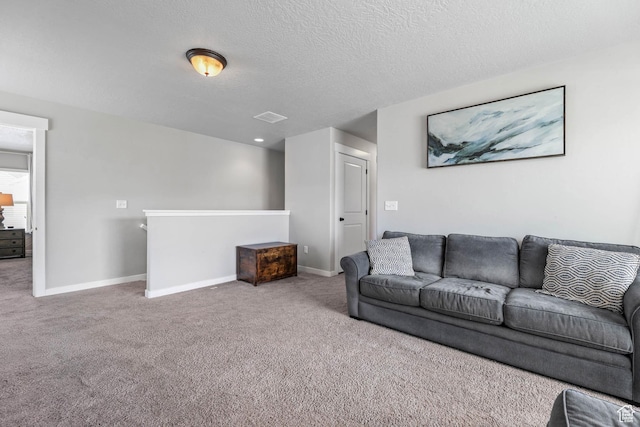 7886 N Bridleway Rd, Eagle Mountain, UT 84005 - living area featuring carpet flooring, baseboards, and a textured ceiling