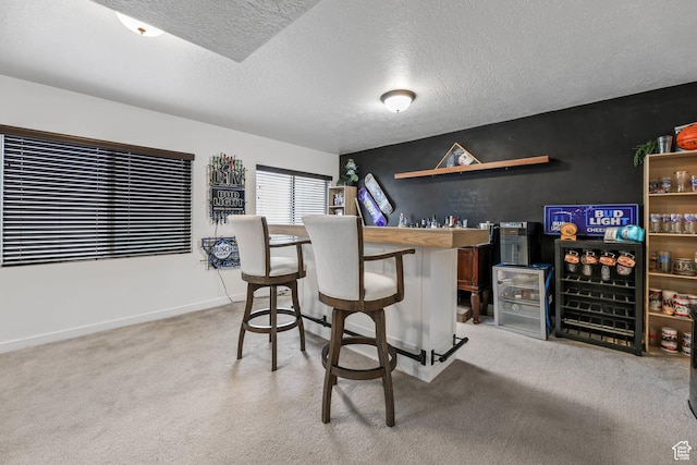 7886 N Bridleway Rd, Eagle Mountain, UT 84005 - indoor dry bar with a textured ceiling, light carpet, and baseboards