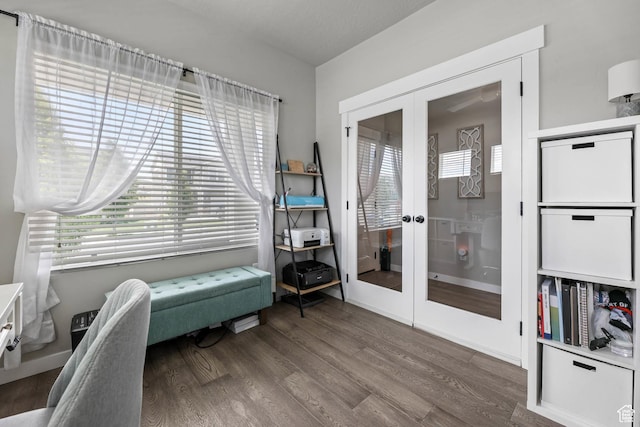 7886 N Bridleway Rd, Eagle Mountain, UT 84005 - living area featuring french doors and wood finished floors