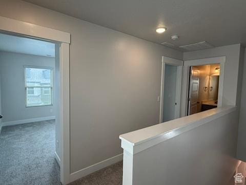 6396 W Sugarcane Dr W Unit 345, South Jordan, UT 84009 - hall featuring an upstairs landing, carpet floors, and baseboards