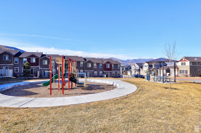 5213 W Courtly Ln, Herriman, UT 84096 - community playground featuring a residential view and a lawn
