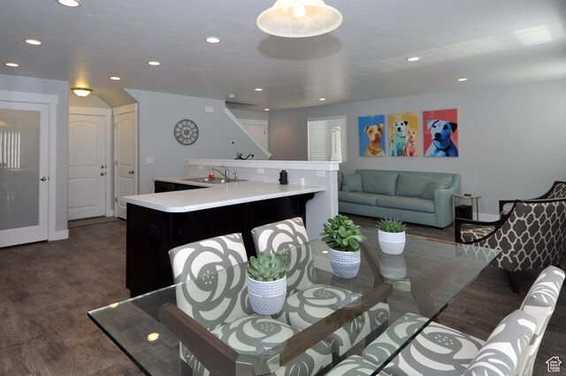 5213 W Courtly Ln, Herriman, UT 84096 - dining room featuring dark wood-type flooring and recessed lighting