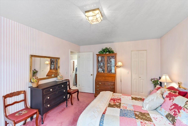 1154 N 700 W, Centerville, UT 84014 - carpeted bedroom featuring a textured ceiling, wallpapered walls, and a closet