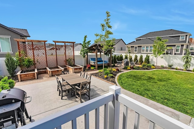 3864 W Safflower Dr, Lehi, UT 84043 - view of patio with a residential view, a grill, and outdoor dining area