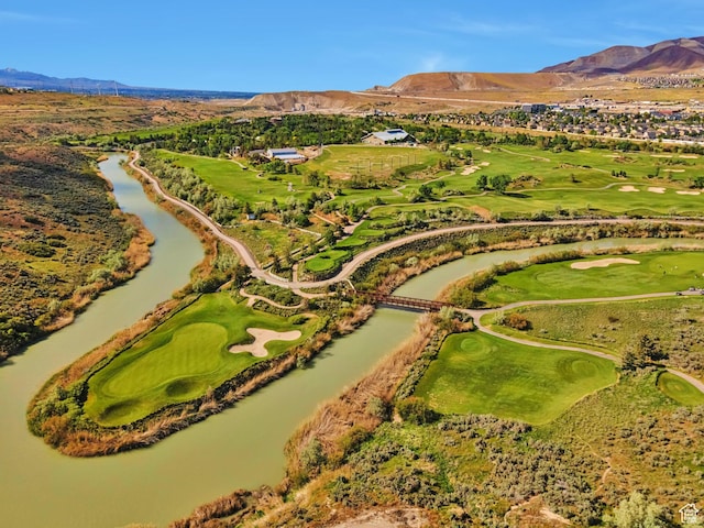 3864 W Safflower Dr, Lehi, UT 84043 - aerial overview of property's location with a water and mountain view and a local golf course