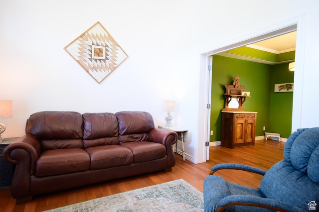 2763 N Hills Dr, Layton, UT 84040 - living room with ornamental molding, wood finished floors, and baseboards