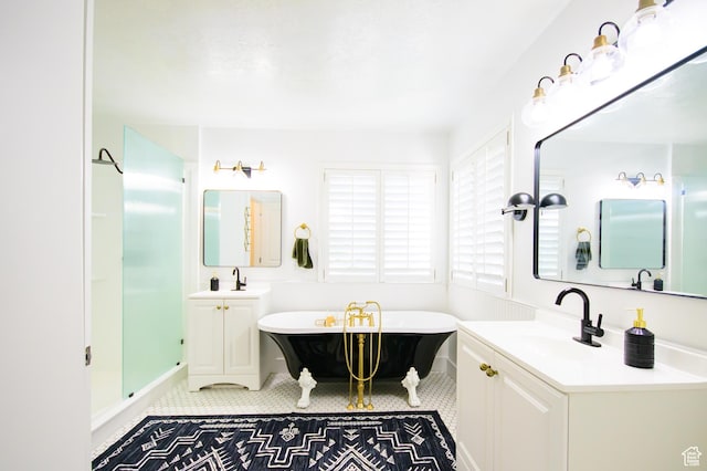 2763 N Hills Dr, Layton, UT 84040 - full bath featuring vanity, a soaking tub, and a stall shower