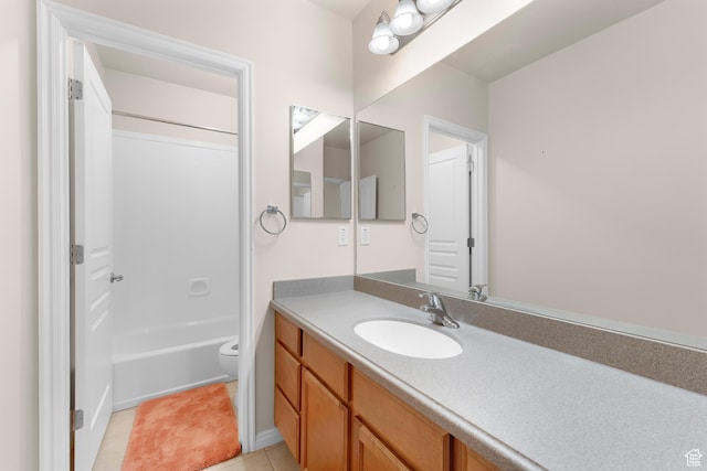 531 W Glendon Way, Pleasant Grove, UT 84062 - bathroom with vanity, toilet, tile patterned floors, and bathing tub / shower combination