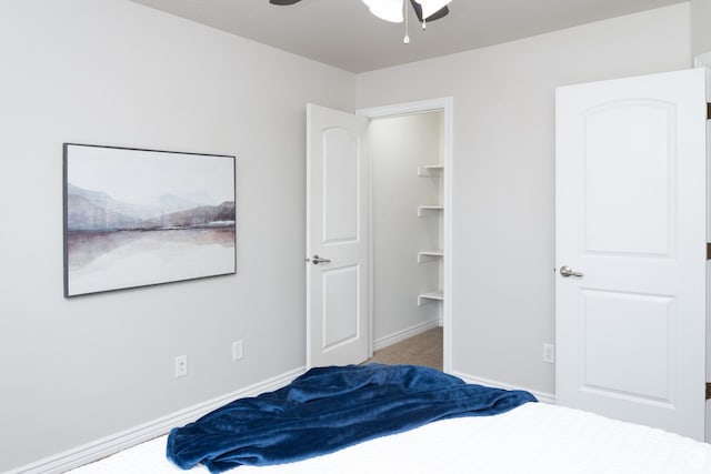 917 E Grape Ivy Way S, Millcreek, UT 84106 - carpeted bedroom with a walk in closet, ceiling fan, and baseboards