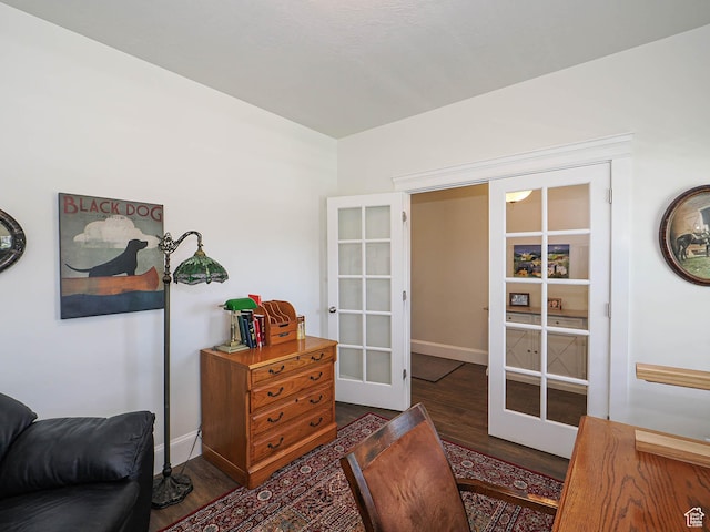 104 S Summer Breeze Ln W, Layton, UT 84041 - living area with french doors, wood finished floors, and baseboards