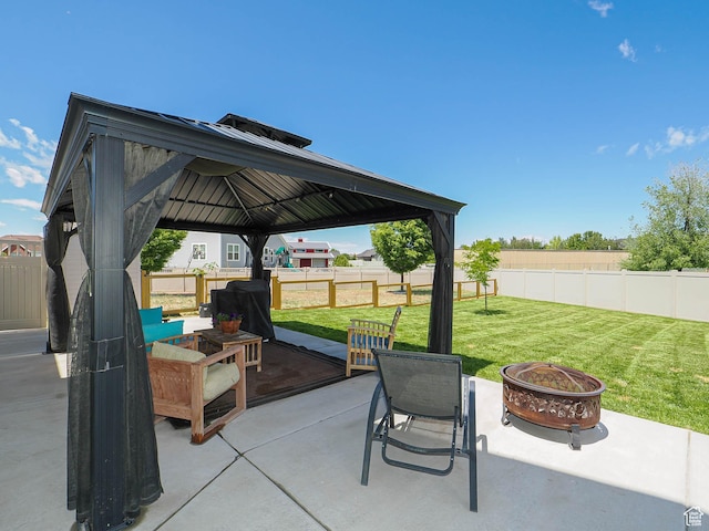 104 S Summer Breeze Ln W, Layton, UT 84041 - view of patio / terrace with a fire pit and a gazebo