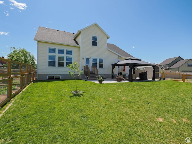 104 S Summer Breeze Ln W, Layton, UT 84041 - rear view of property featuring a gazebo, a patio area, and a shingled roof