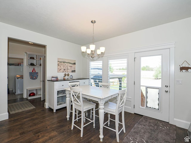 104 S Summer Breeze Ln W, Layton, UT 84041 - dining room with a chandelier, dark wood-style flooring, and baseboards