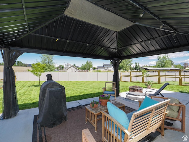 104 S Summer Breeze Ln W, Layton, UT 84041 - view of patio featuring a fire pit, grilling area, and a gazebo