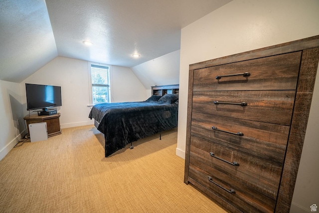 59 E 300 N, Ephraim, UT 84627 - bedroom with vaulted ceiling, light carpet, baseboards, and a textured ceiling