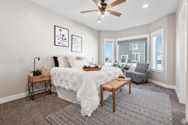 4957 N Sage Dr, Eagle Mountain, UT 84005 - bedroom with carpet floors, baseboards, recessed lighting, and ceiling fan
