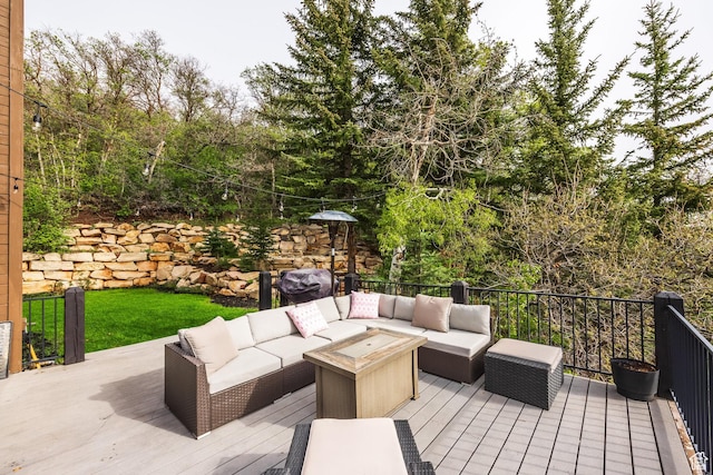 7189 N Hitching Post Dr W, Park City, UT 84098 - wooden deck featuring an outdoor living space and grilling area