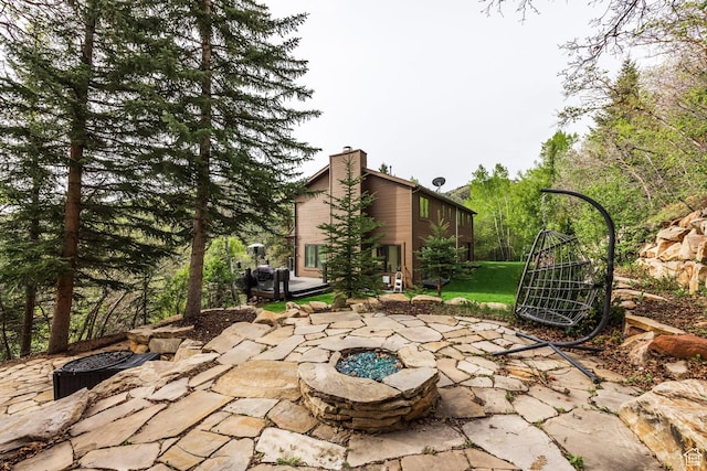 7189 N Hitching Post Dr W, Park City, UT 84098 - view of patio with a fire pit