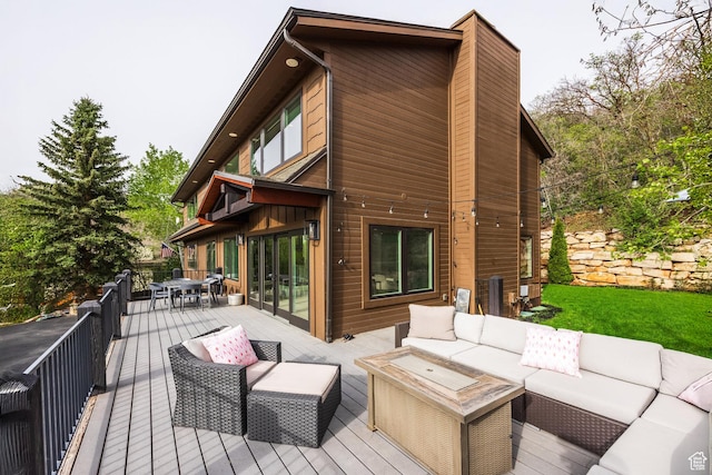 7189 N Hitching Post Dr W, Park City, UT 84098 - wooden deck with outdoor lounge area and outdoor dining area