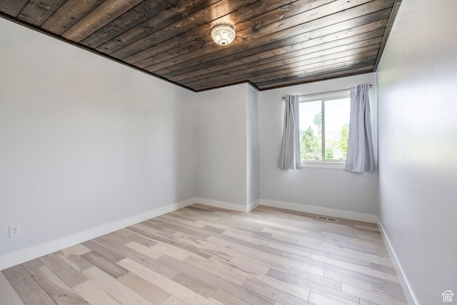 3824 N Patiosprings Dr, Eden, UT 84310 - empty room with wooden ceiling, light wood finished floors, and baseboards