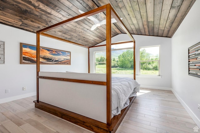 3824 N Patiosprings Dr, Eden, UT 84310 - bedroom with vaulted ceiling, wood ceiling, wood finished floors, and baseboards