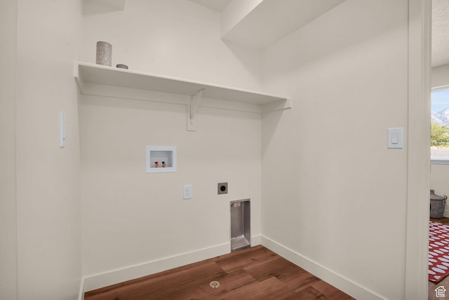 450 W Main St Unit 16, Santaquin, UT 84655 - washroom featuring washer hookup, hookup for an electric dryer, dark wood-style floors, and baseboards