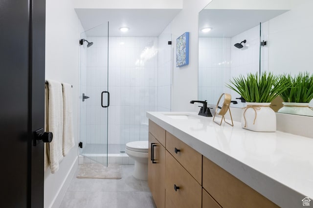6592 Purple Poppy Ln Unit 117, Park City, UT 84098 - full bathroom featuring a stall shower, vanity, tile patterned floors, toilet, and recessed lighting