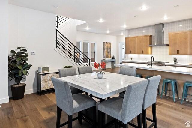 6592 Purple Poppy Ln Unit 117, Park City, UT 84098 - dining room with wood finished floors, stairway, baseboards, and recessed lighting