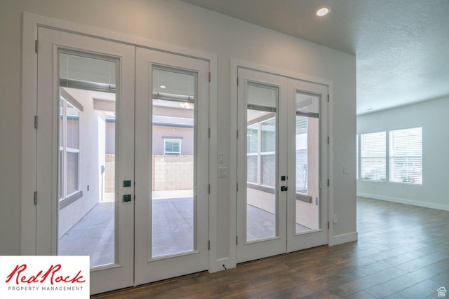 0, St. George, UT 84790 - doorway to outside featuring french doors, hardwood / wood-style flooring, baseboards, a textured ceiling, and recessed lighting