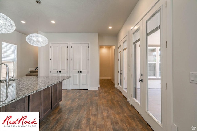 0, St. George, UT 84790 - kitchen featuring dark wood-style flooring, a chandelier, plenty of natural light, a sink, and recessed lighting