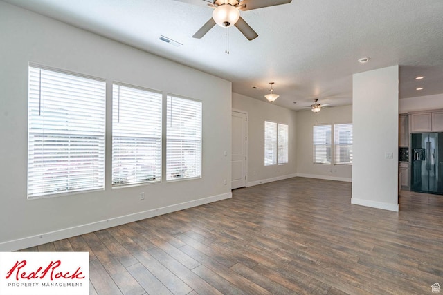 0, St. George, UT 84790 - unfurnished living room with a ceiling fan, dark wood-type flooring, baseboards, and recessed lighting