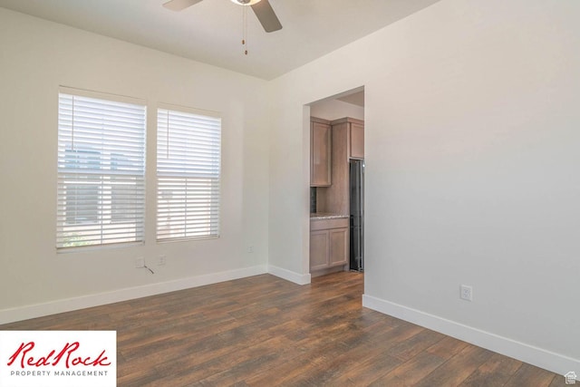 0, St. George, UT 84790 - spare room featuring ceiling fan, baseboards, and dark wood-type flooring