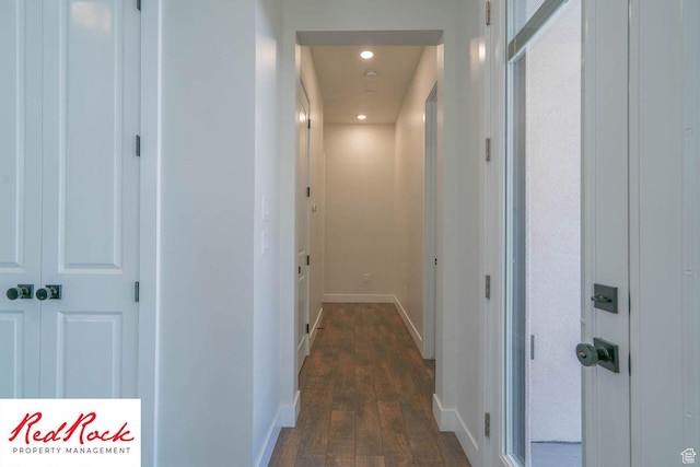 0, St. George, UT 84790 - hallway with dark wood finished floors, baseboards, and recessed lighting