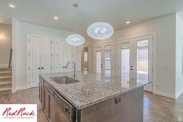 0, St. George, UT 84790 - kitchen with a sink, dishwashing machine, baseboards, light wood-style floors, and recessed lighting