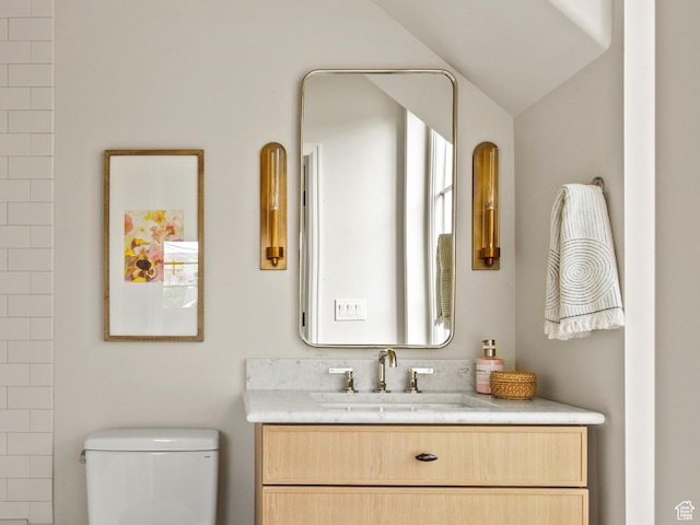 520 N H St E, Salt Lake City, UT 84103 - full bath with toilet, vanity, a shower, and vaulted ceiling