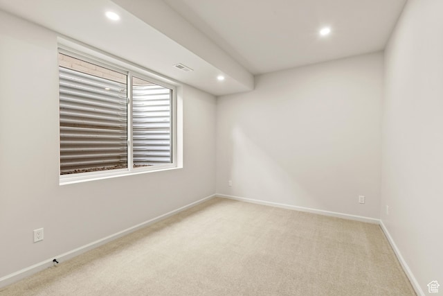520 N H St E, Salt Lake City, UT 84103 - spare room featuring recessed lighting, light colored carpet, and baseboards