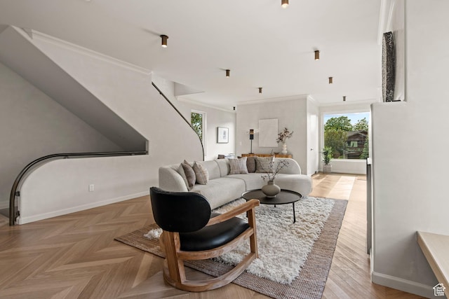 520 N H St E, Salt Lake City, UT 84103 - living area featuring baseboards and crown molding