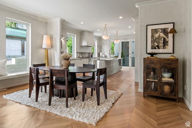 520 N H St E, Salt Lake City, UT 84103 - dining area featuring plenty of natural light, crown molding, recessed lighting, and baseboards