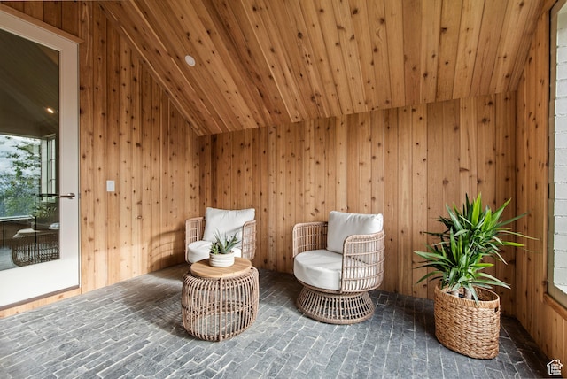 520 N H St E, Salt Lake City, UT 84103 - sitting room featuring wood walls and lofted ceiling