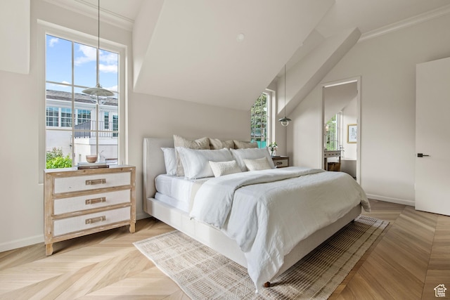 520 N H St E, Salt Lake City, UT 84103 - bedroom featuring multiple windows, baseboards, and crown molding